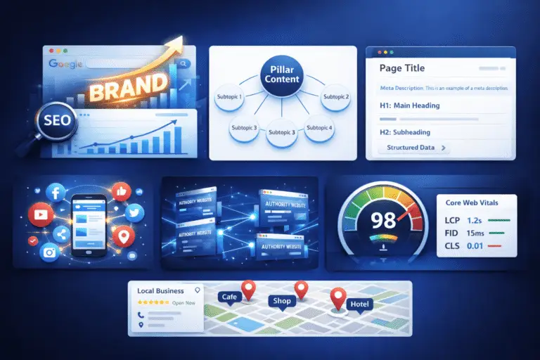 7 SEO strategies to improve Brand Awareness with SEO, including topical authority, digital PR, and technical SEO.