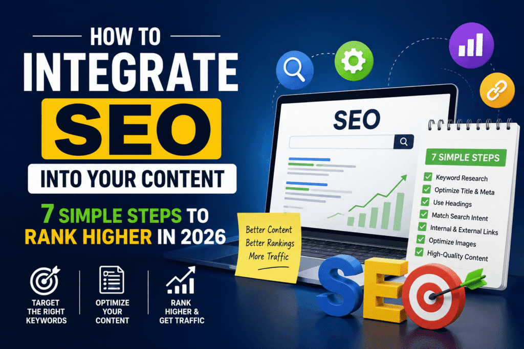 how to integrate SEO into your content step by step with 7 simple steps for better rankings and traffic