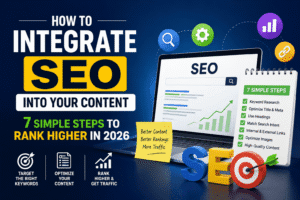 how to integrate SEO into your content step by step with 7 simple steps for better rankings and traffic