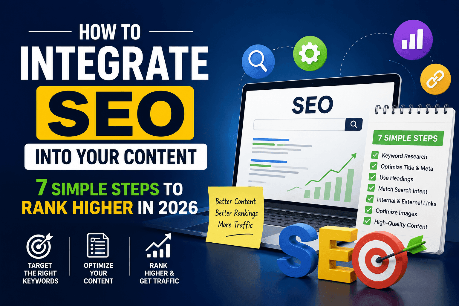 how to integrate SEO into your content step by step with 7 simple steps for better rankings and traffic